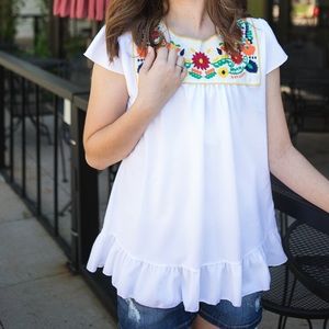 Embroidered Spanish Floral Blouse